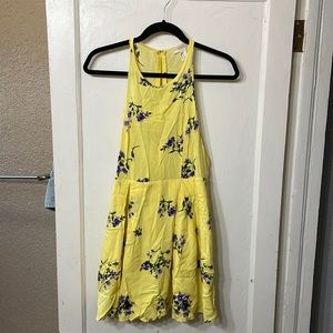 Yellow Dress purple flowers